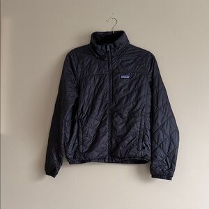 Patagonia Black Quilted Jacket with Stand Collar